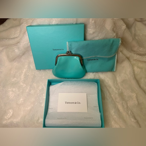 Tiffany & Co- Tiffany Blue Patent Leather Coin Purse 4 Piece Set RARE NWT - Picture 1 of 12